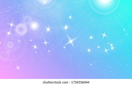 Colorful Rainbow Background. Unicorn Colorful Backdrop. Holographic Sky In Pastel Colors. Princess Colors. Vector Illustration. 