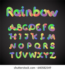 Colorful rainbow bold font set, vector illustration