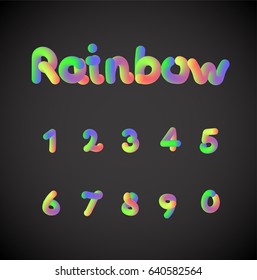 Colorful rainbow bold font set, vector illustration