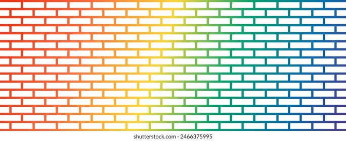 Colorful rainbow brick wall background. Happy LGBT pride month theme template wallpaper.	