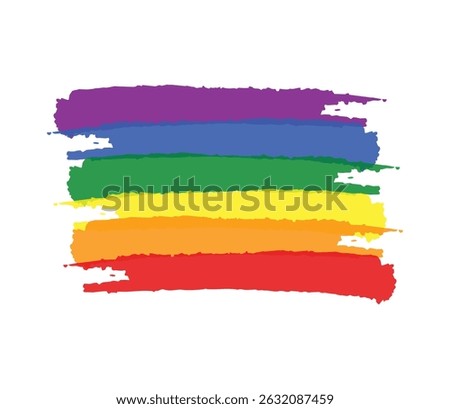  Colorful rainbow brush strokes with “Happy Pride Month” message in bold font. Perfect for LGBTQ+ celebrations, posters, social media, and awareness campaigns.