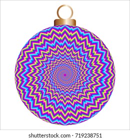 Colorful rainbow christmas ball with spirals. Motion illusion.