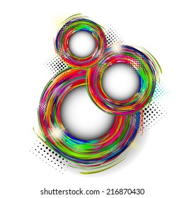 Colorful rainbow circle frame three. Vector