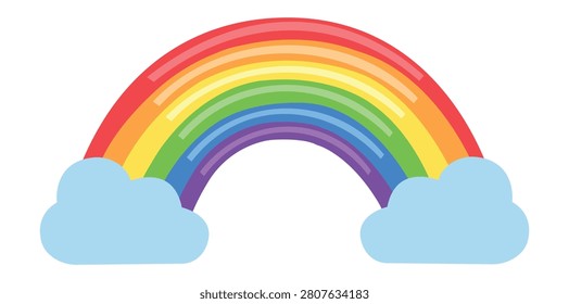 Colorful rainbow and cloud illustration featuring weather nature happiness and children design concepts for creative vector artwork projects and decorative applications