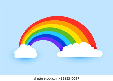 colorful rainbow with clouds background