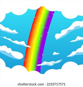 Colorful rainbow with clouds, backgrounds vector illustration