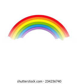 Colorful Rainbow With Clouds With Gradient Mesh, Vector Illustration