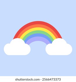 Colorful rainbow clouds icon. Lgbt, pride, equality, freedom, holiday celebration concept. Suitable for poster, web, flyer. Flat decorative design isolated illustration.