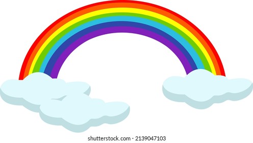 Colorful rainbow in clouds , illustration, vector on a white background.