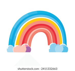 Colorful Rainbow and Clouds, kids color