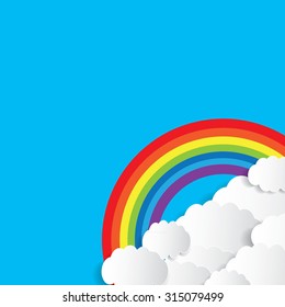Colorful rainbow. A rainbow and clouds in the sky.