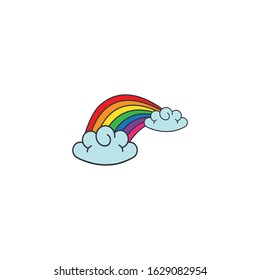 Colorful Rainbow With Clouds Vector