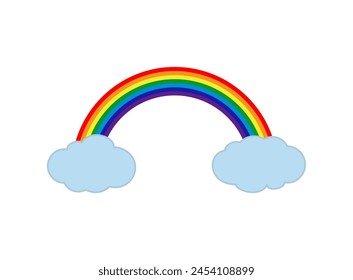 Colorful Rainbow and Clouds Vector Illustration