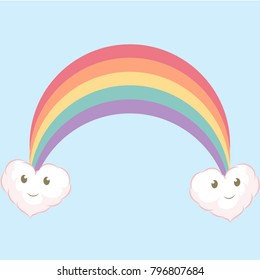 Colorful rainbow with clouds vector illustration