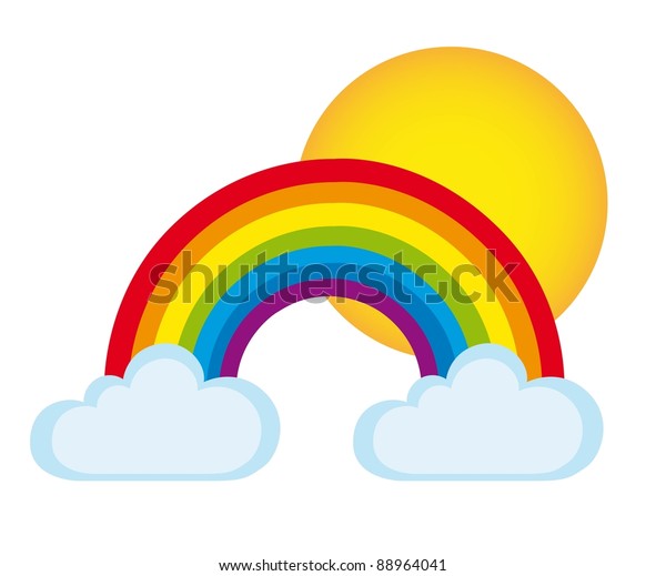 Colorful Rainbow Clouds Y Sun Isolated Stock Vector (Royalty Free ...