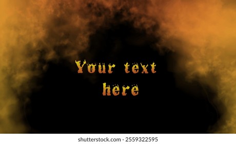 Colorful rainbow color clouds. Vector orange, yellow, red smoke background with empty place amidst. Dark template for your text, advertising, invitation, poster, mockup or another information. 
