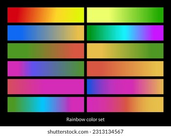 Colorful rainbow color set gradient collection. Vector illustration.