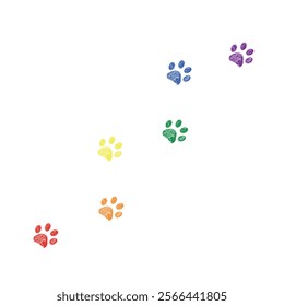 Colorful rainbow colored paw prints design