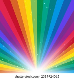 Ilustración vectorial de diseño de arcoiris colorido. Fondo de diseño de color brillante. Arte de diseño arcoiris. Colorido arco iris vectorial. Diseño luminoso con líneas coloridas