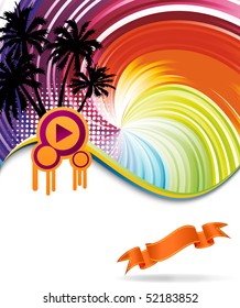 Colorful rainbow discotheque banner. Vector illustration