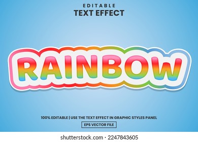 Colorful rainbow editable text effect template, vector illustration