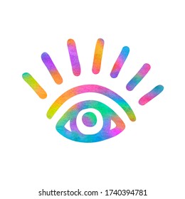 Colorful Rainbow Eye - Watercolor Vector Symbol