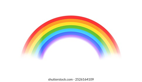 Colorful rainbow with fade effect for funny decor. Cartoon multicolor vibrant arch.