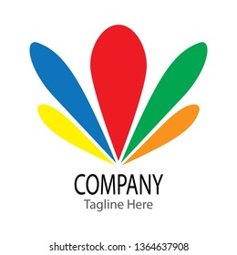 colorful rainbow flower balloon logo vector