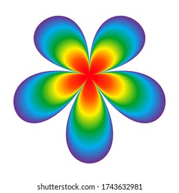 Flor de arcoiris colorida, aislada, ilustración vectorial.