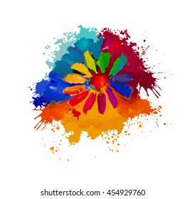 colorful rainbow flower spots of paint. Vector