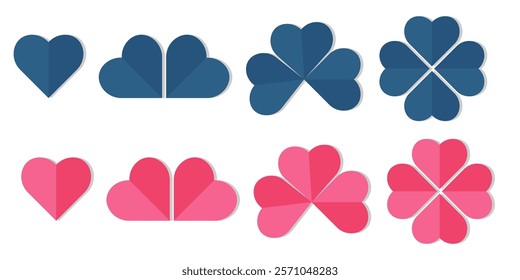 colorful rainbow Four leaf clover flat vector icon set. Clover sign and symbol. Four leaf clover flower simple for Celebrate lgbt pride month with colorful rainbow pride vector illustrations.