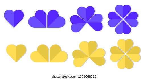 colorful rainbow Four leaf clover flat vector icon set. Clover sign and symbol. Four leaf clover flower simple for Celebrate lgbt pride month with colorful rainbow pride vector illustrations.