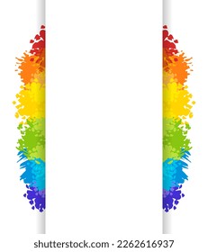 Marco de arcoiris colorido con lugar vacío para texto.  Fondo abstracto con salpicaduras de acuarela pintadas. Explosión de pinturas en aerosol de color brillante. Plantilla de diseño de vectores para afiches, banner.