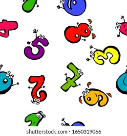 Colorful rainbow funny figures with eyes. Seamless background. Vector illustration