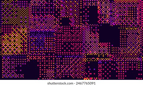 Colorful Rainbow Glitch Broken Screen Effect. Abstract Digital Pixel Noise Glitch Error. Computer Corrupted Memory Damaged Data Visualization. Overlay Texture Effect Vector Illustration.