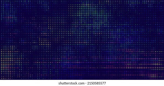 Colorful Rainbow Glitch Screen Effect. Abstract Digital Pixel Crosses Noise Glitch Error. Overlay Texture Effect Illustration. Vector Background.