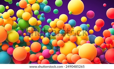 Colorful rainbow gradient matte soft balls in different sizes. Many abstract bright multicolored flying balloons or spheres for kids zone, children's playroom or party decoration. Vector illustration