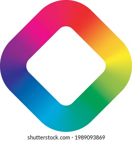 Colorful rainbow gradient rhombus frame