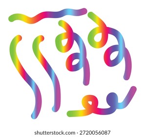 Colorful rainbow gradient wavy line vector design for modern abstract artwork and creative graphics projects