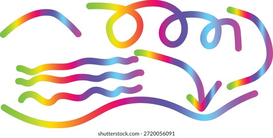 Farbiges Regenbogen-Farbverlauf-Wellenlinien-Vektordesign für moderne abstrakte Kunstwerke und kreative Grafikprojekte