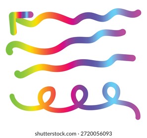 Colorful rainbow gradient wavy line vector design for modern abstract artwork and creative graphics projects