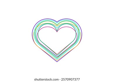 Colorful Rainbow Heart Lines Abstract Love Design Graphic