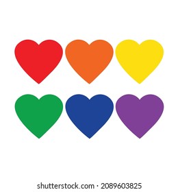 Colorful rainbow heart shape on high quality white background