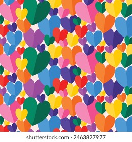 Colorful Rainbow Heart Shape Pattern Celebrating Pride Month with Vibrant Love and Diversity, Vector, Illustration