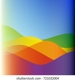 Colorful rainbow hills template background