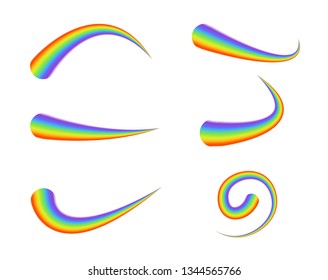 Colorful rainbow icon vector illustration. Weather after the rain symbol.Creative vector illustration of rainbows in different shape isolated on transparent background. Fantasy art design.