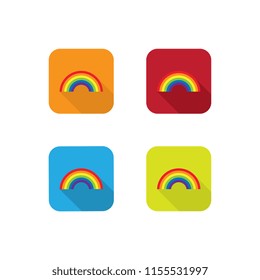 Colorful Rainbow Icons With Long Shadow