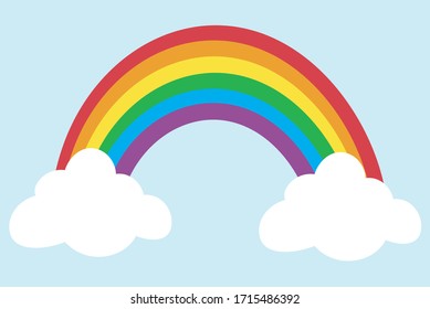 Colorful Rainbow Illustration with clouds