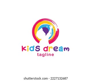 Colorful Rainbow Kids Logo design Template