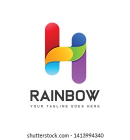 Colorful rainbow letter initial H